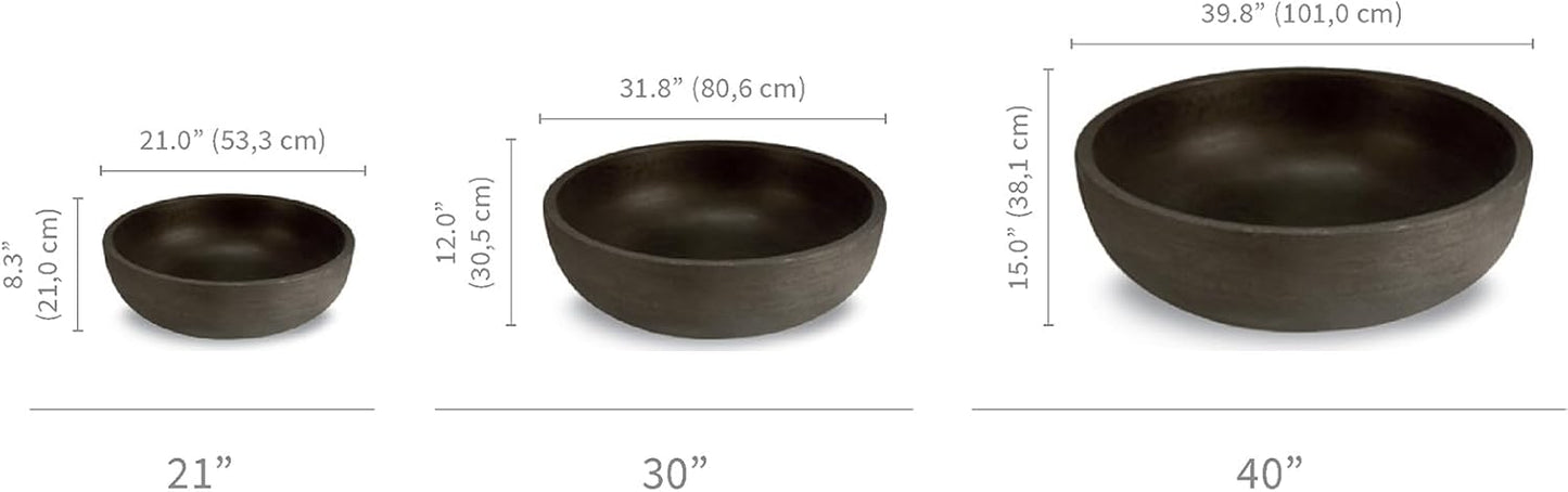 Crescent Garden Large Outdoor Planter Bowl – Double-Walled Resin Pot with Drain Hole for Water Gardens, Fountains, Decorative Landscaping - 30" W x 12" H (Old Bronze Color)