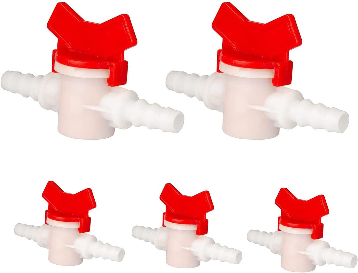 5 Pack Barbed Ball Valve 5/16" OD In-Line Ball Valve Shut-Off Switch with Hose Barb for Drip Irrigation and Aquariums Agricultura Garden