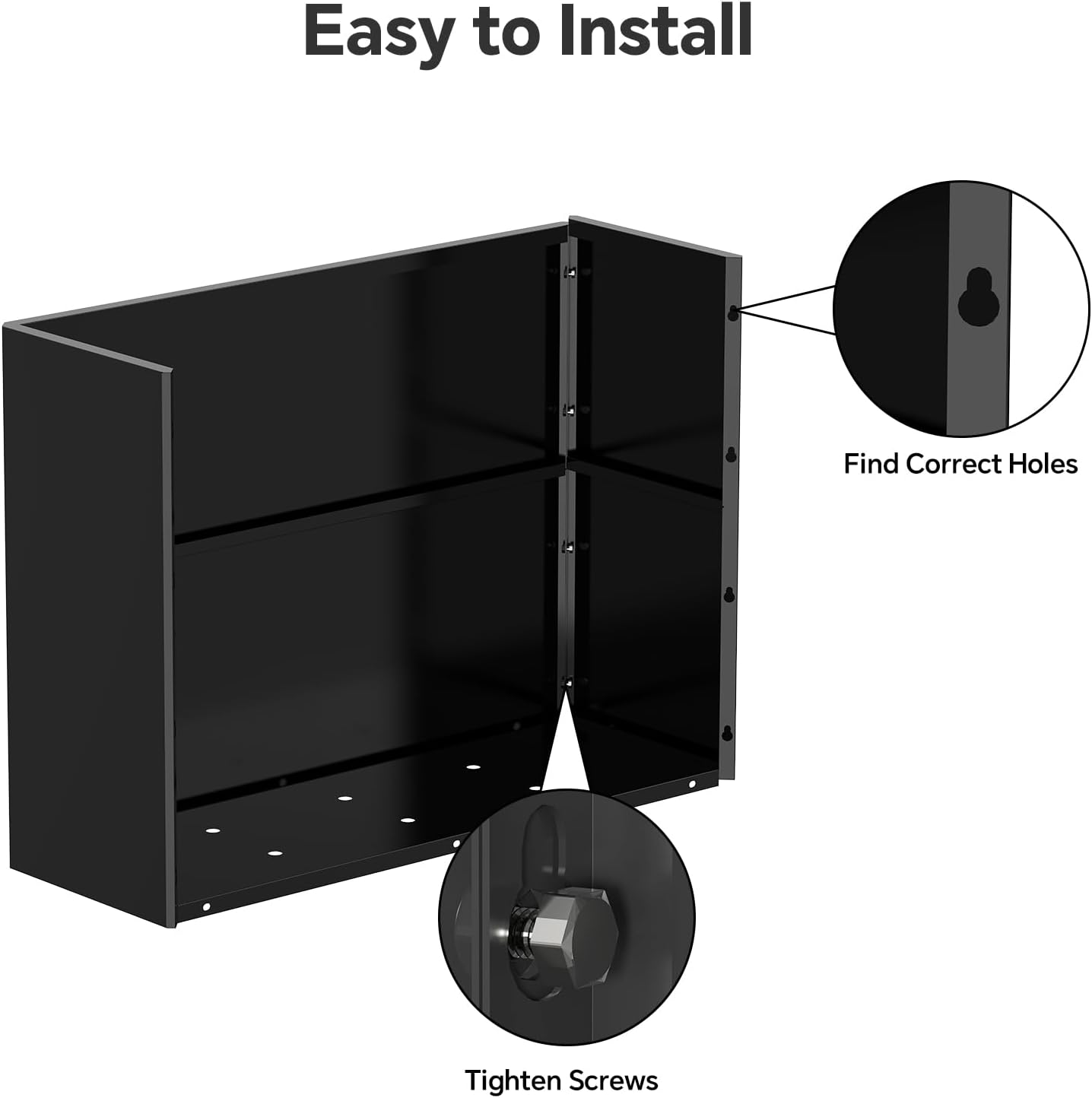 Heavy-Duty Galvanized Steel Planter with Removable Insert Shelf & 4 Drainage Holes - 32x12x24 Inches Large Size Planters for Outdoor/Indoor Patio, Black