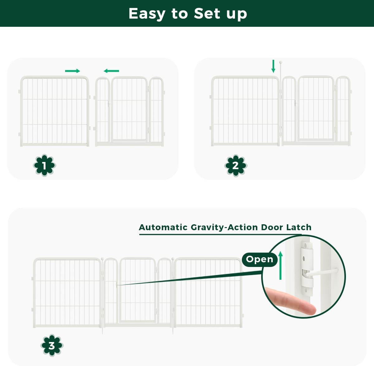 FXW Garden Fence Outdoor for The Yard – 24in(H) x 30.4ft(L) Heavy Duty Metal Animal Barrier for Dog and Rabbit, Decorative Dog Fence, 16 Panels, White