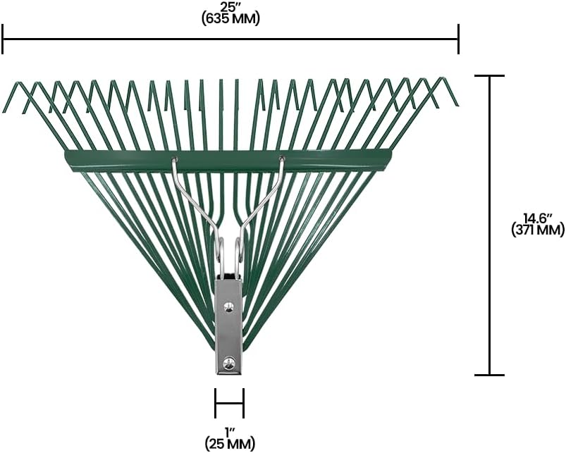 Zenport J2424 Leaf Rake with Deluxe Spring, 24-Tine, Rake Head Only, Green - 3 Pack