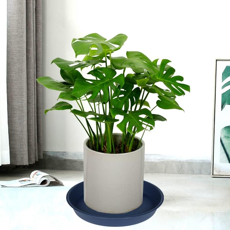 4 Pack of 16 17 inch Plant Saucer (15 inch Base), 2.3" Depth, Heavy Duty Deep Plant Trays for Planter Pots, Bird Bath Bowls, Plastic Plant Saucers for Indoors (17", Blue)