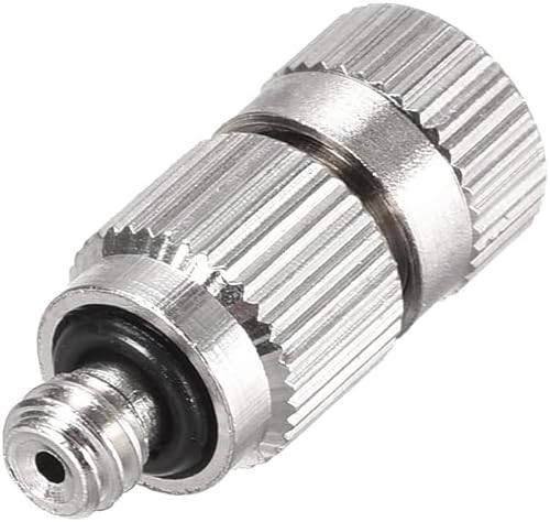 uxcell Brass Misting Nozzle - 3/16-inch Threaded 0.5mm Orifice Dia Fogging Spray Head for Outdoor Cooling System - 5 Pcs Silver Tone