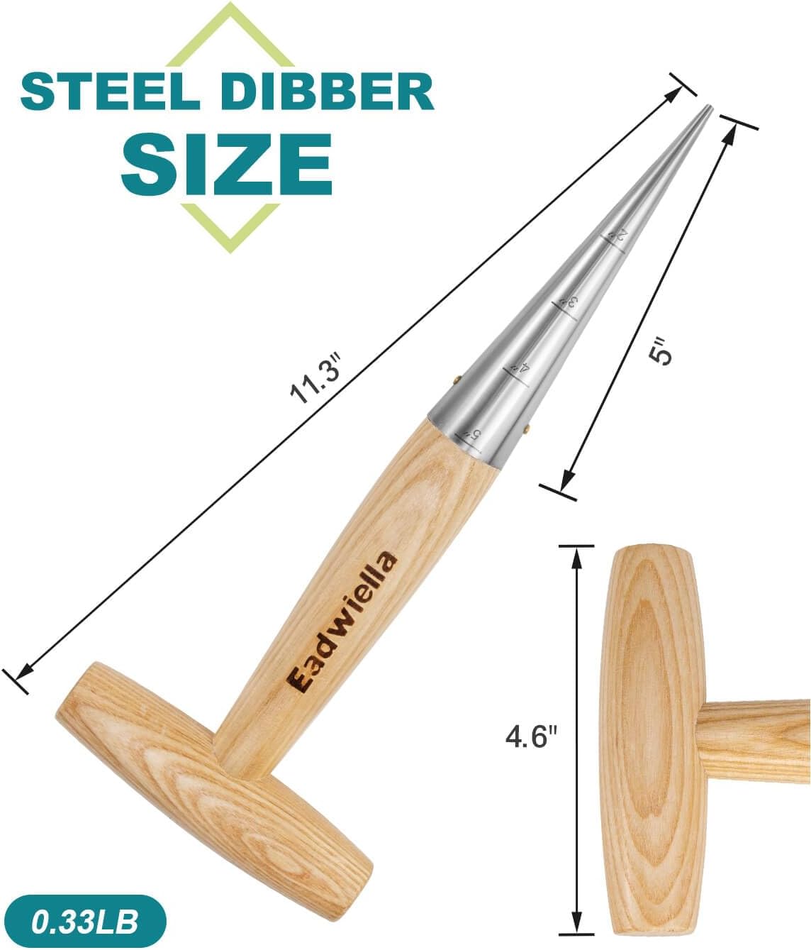 Dibber with 5 Inch Measurements Seed Dibber Garden Tool Hand Dibbler Seed Planter Tool Seed Dispenser Hole Digger for Planting Small Seeds Seedlings Sowing Seeds Transplanting Plants Planting Bulbs