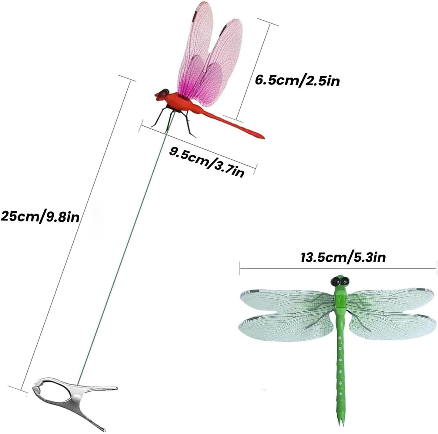 6 Pack 3D Realistic Dragonfly Clips - Colorful Plastic Garden Decor for Outdoor & Indoor Use, Hat/Clothing Accessories, Yard Patio Ornaments - Decorative Stakes (Assorted Colors)
