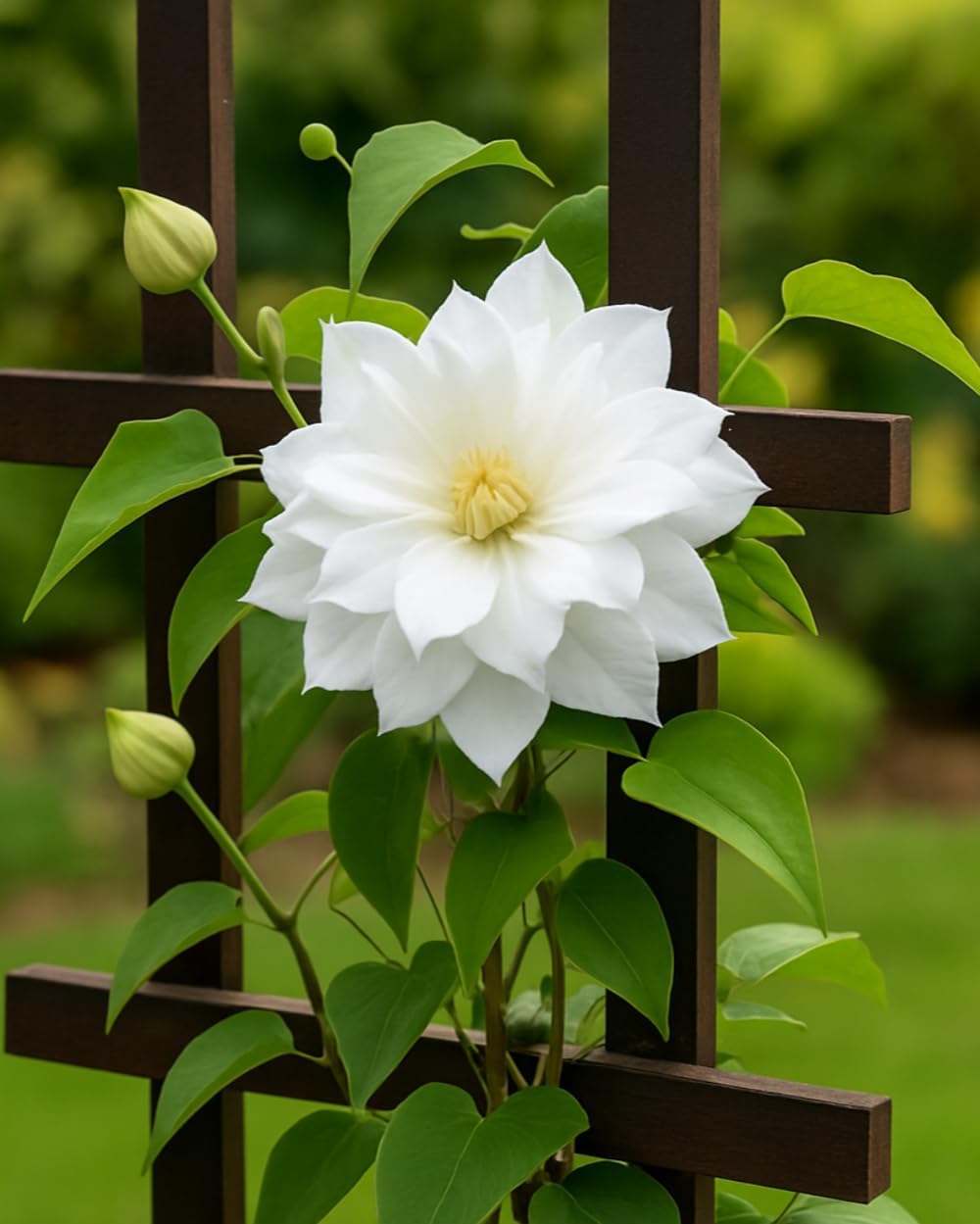 Perennial Farm Clematis 'Duchess of Edinburgh' Hybrid – Live Clematis Vine in 4 Quart Container, Elegant Double White Blooms, Long Blooming, Ideal for Trellises, Arbors & Classic Garden Displays