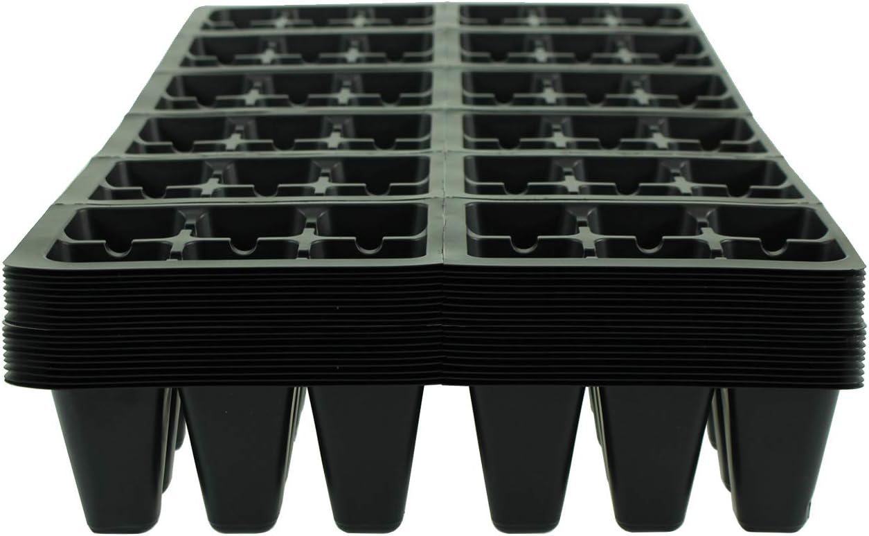 Handy Pantry Black Plastic Garden Tray Inserts – 20 Sheets, 72 Planting Pot Cells Each – 2x3 Nested x12 Configuration – Ideal for Nursery, Greenhouse, Seed Starting, and Vegetable Gardening