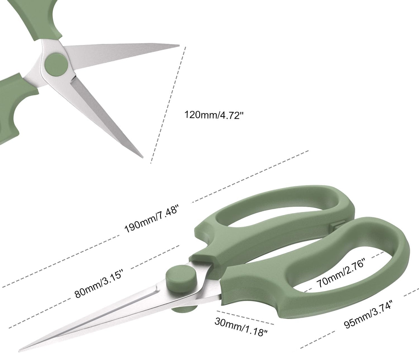 Flower Scissors, Strong Floral Shears,3PCS Premium Steel Garden Pruning Shears Floral Fruits Leaf Scissors Hand Pruner Snip Trimming Tool for Gardening Flower Arrangement, Green