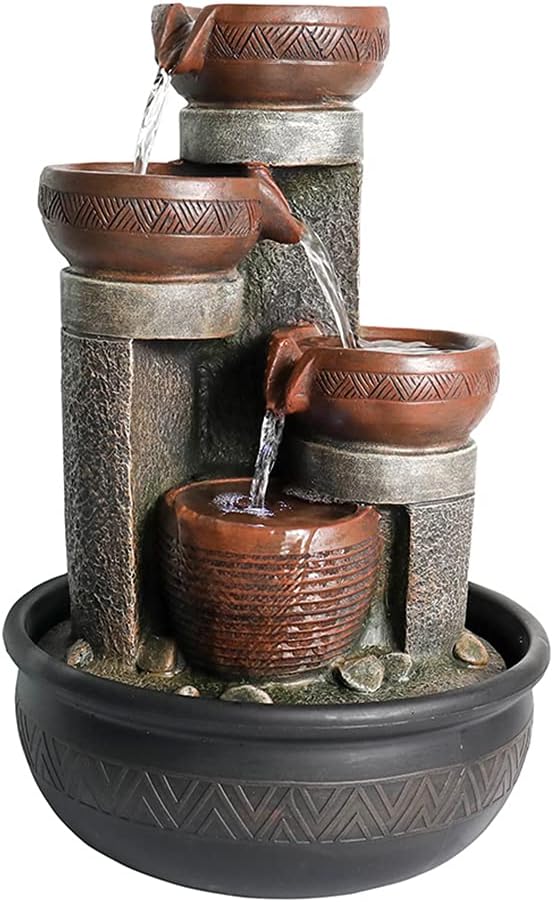15.7" H 4-Tier Indoor Tabletop Waterfall Fountain with LED Lights Desktop Fountains Calming Sound for Home Office Decor (15.7ihch)