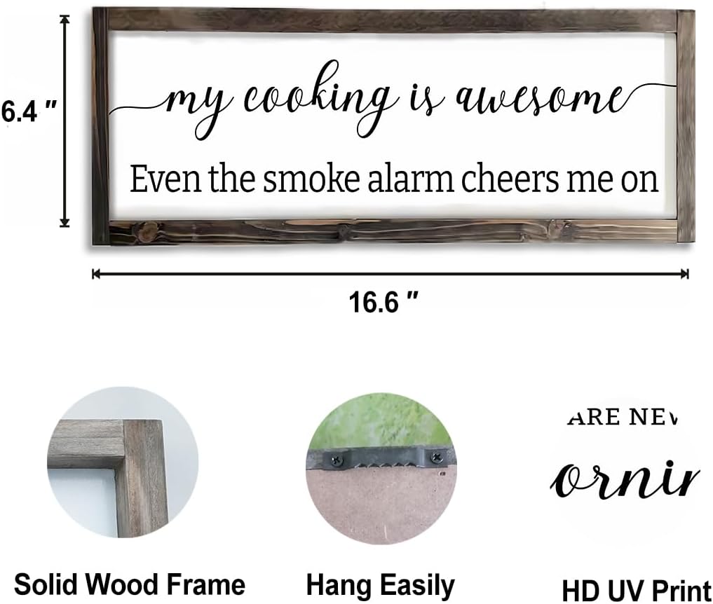 Dazingart Funny Kitchen Sign, My Cooking Is So Awesome, Farmhouse Kitchen Wall Decor,Rustic Quote Wooden Plaque Hanging For Housewarming (cooking)