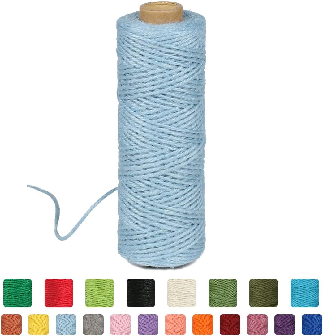 2mm 328ft Colored Natural Jute Twine String for Gift Wrapping Craft Baker Plant Christmas Ribbon Twine Handmade Arts Decoration Thin Packing String Home Decor