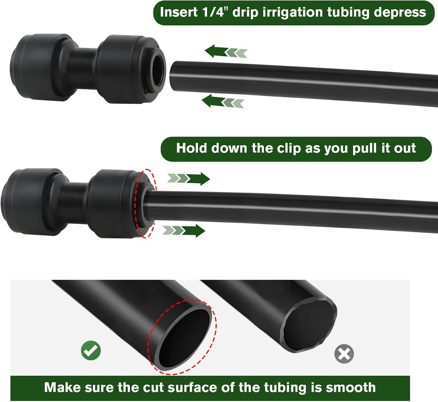 Kalolary 30PCS Quick Connect 1/4" Drip Irrigation Coupling Connectors, Drip Irrigation Part for 1/4 Inch Irrigation Tubing 2-Way Connectors Leak Free Straights Fittings for Drip Irrigation System