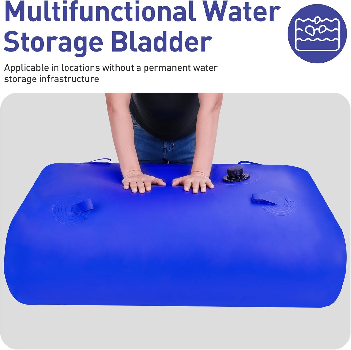 350L/92gal Foldable Water Bladder Storage Container - Large Capacity Soft Water Bag for Drought Resistance, Fire Prevention, and Emergency Water
