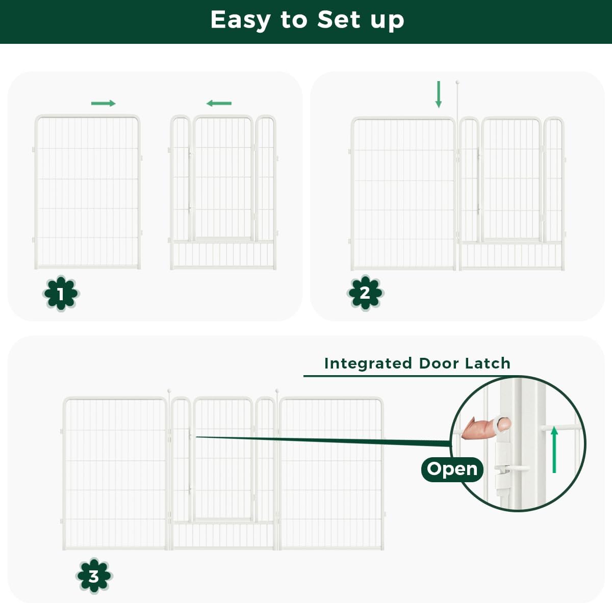 FXW Garden Fence Outdoor for The Yard – 40in(H) x 36.4ft(L) Heavy Duty Metal Animal Barrier for Dog and Rabbit, Decorative Dog Fence, 16 Panels, White