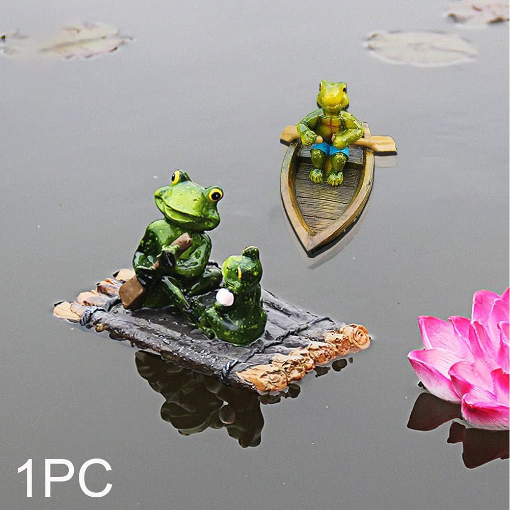 Saycker Water Floating with Frog Ornament Figurine Statue Craft for Home Yard Garden Pond Decoration Photo Prop Gift Rowing(Tortoise Shape)