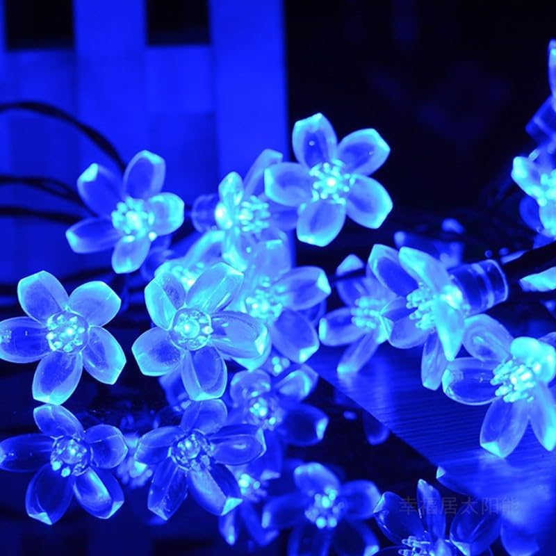 Solar Flower String Lights, 50 LED Outdoor Solar Lights Waterproof, Fairy Light for Outside Patio Garden Fence Yard Christmas Tree Decor