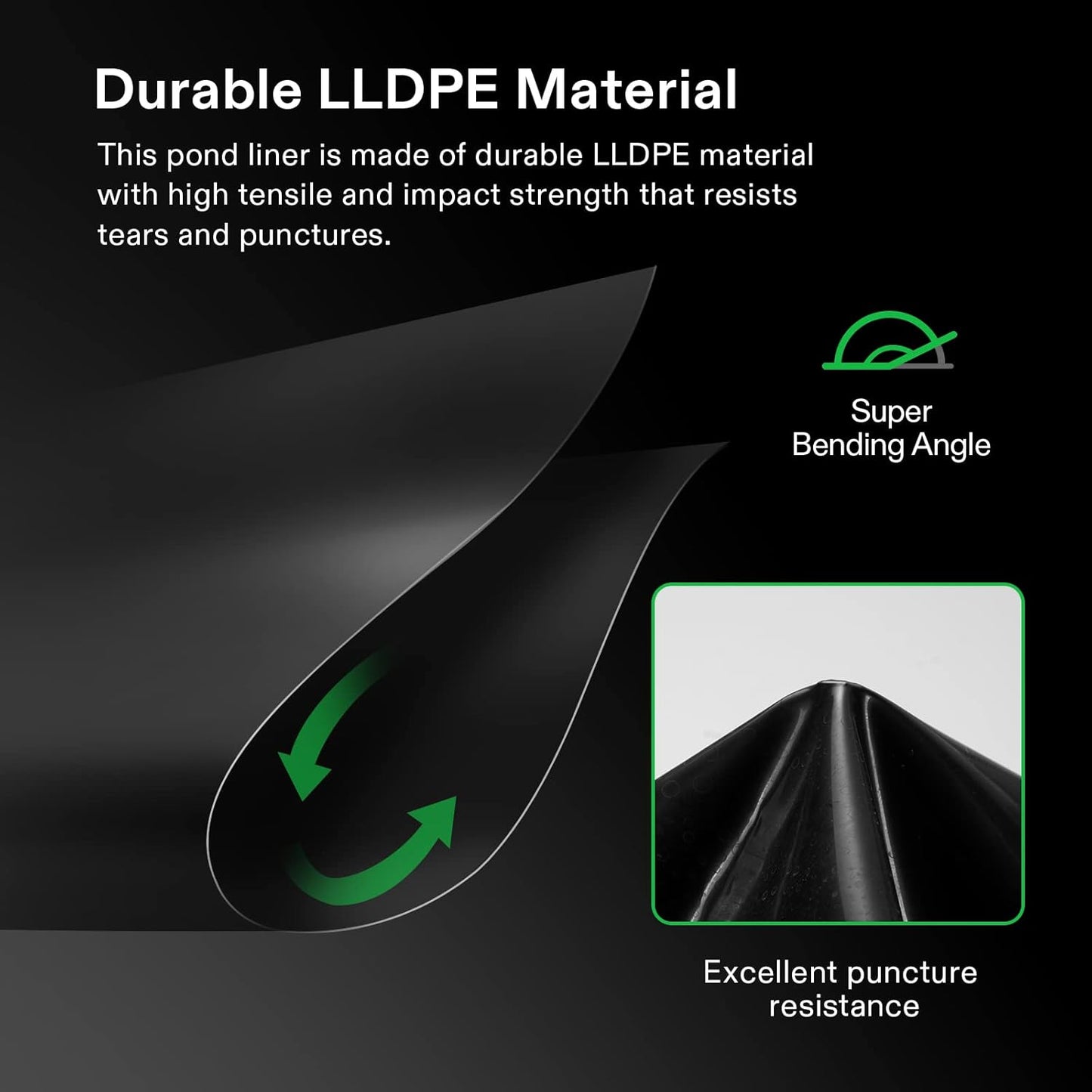 VIVOSUN 13.5 x 20 Feet Pond Liner, 14.5 Mil Durable LLDPE Pond Liners for Koi Ponds, Aquaculture and Water Gardens, Black