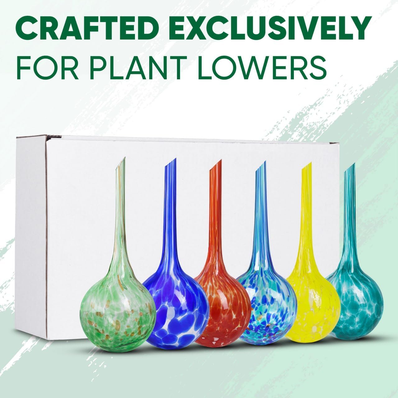 Plant Watering Globes Set of 6 ā Large Glass Self-Watering Bulbs (up to 5 Days of Watering) for Indoor & Outdoor Plants ā Multicolor
