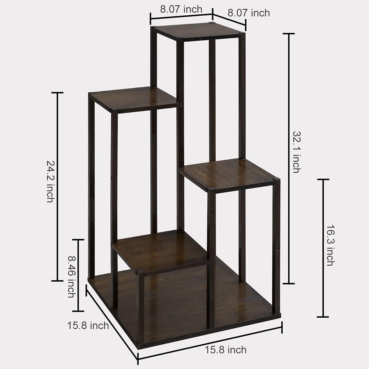COPREE Bamboo 4 Tiers Plant Stands, Planter Pot Holder Shelf, Indoor Outdoor Flower Display Organizer Storage Rack, Heavy Duty Planter Shelving Unit