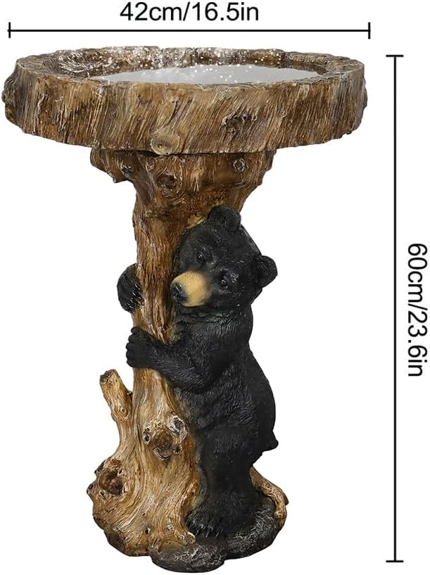 23.6”Tall Resin fiber Outdoor Bird Baths for Garden - Standing Birdbath, Woodland Tree Trunk Decoration Yard Statue,Pedestal Birdbaths, Garden, Patio, Lawn, Backyard (24inch)