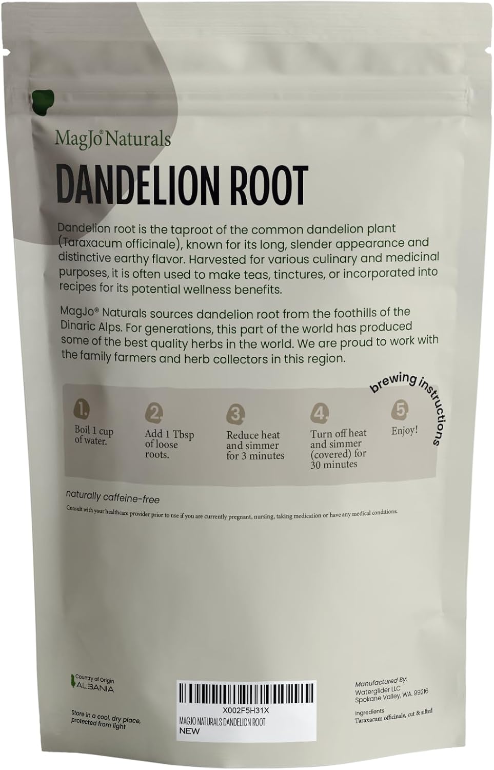 MagJo Naturals Dandelion Root, Raw, Not Roasted, Loose Tea (200+ Cups) (16 oz) 100% Wild-Crafted from Eastern Europe