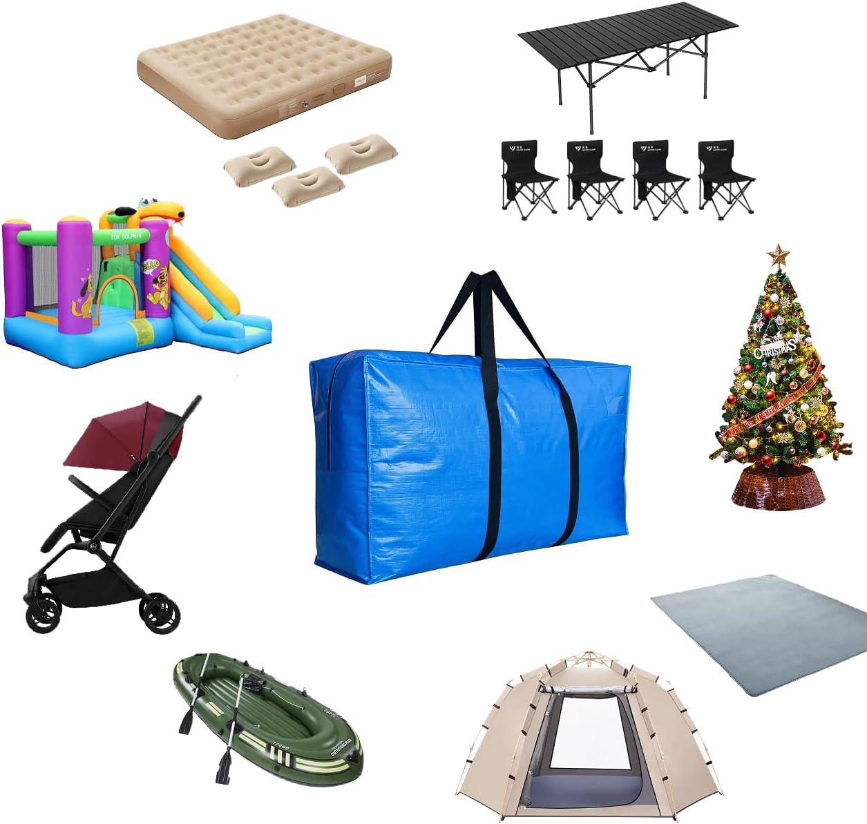 Extra Large Storage Bags, Jumbo Moving Tent Storage Bags, Waterproof Foldable Big Black XL Duffle Bag for Travel, 38x23x11inch - 1PACK