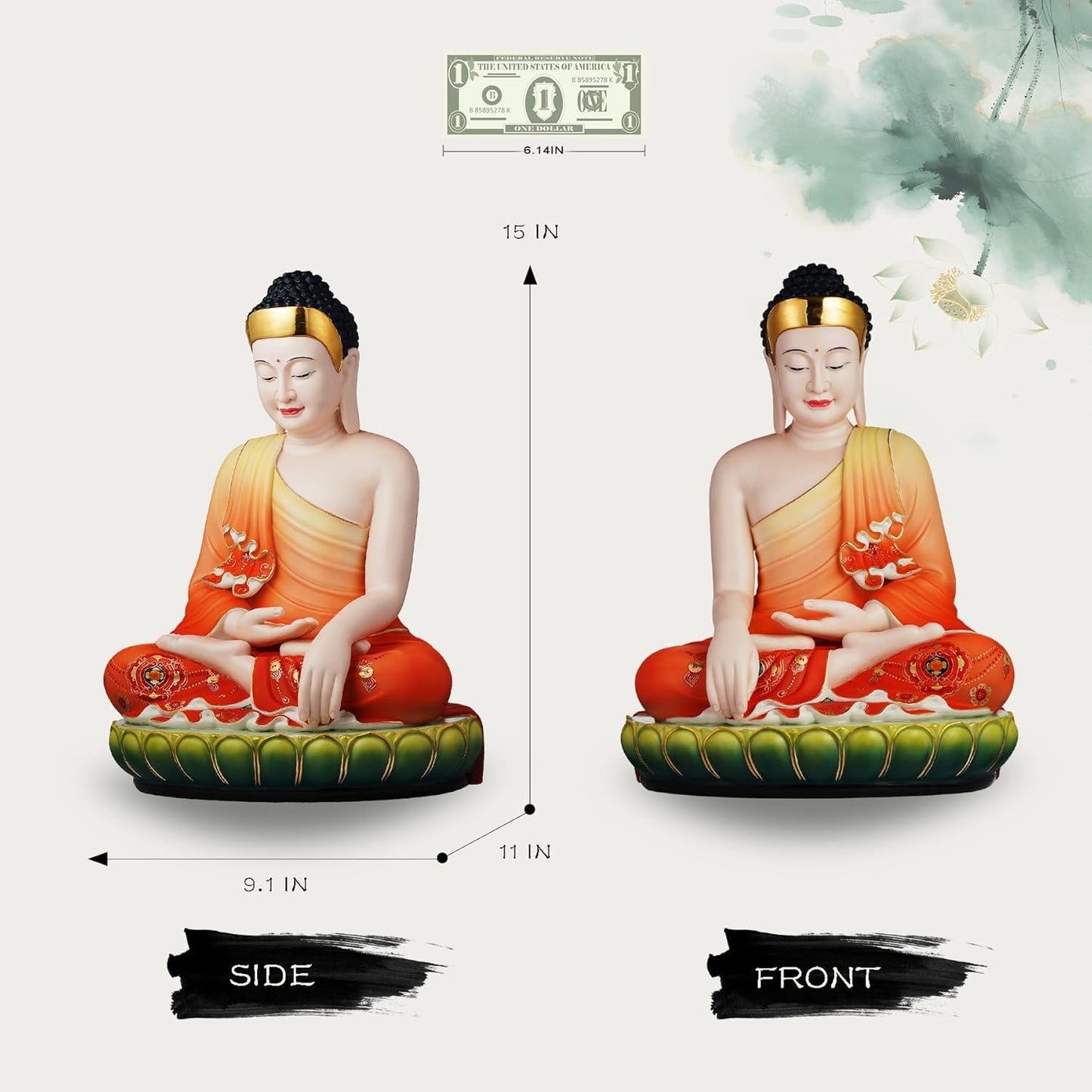 FENGSHUI-CAISHEN Top Ceramic Big Buddha Statue for Home, Meditation Sitting Buddha Figurine, Handmade Buddah, Buda, Budda, Buddha Statue Indoor/Outdoor, Buddha Decor & Gifts, Buddhas