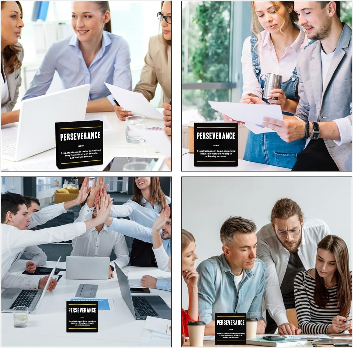 Perseverance Noun Entrepreneur Black Wooden Box Sign, Inspirational Office Decor Decorative Table Shelf Desk Decor, Rustic Workplace Farmhouse Home Counter Office Decorations Desk Accessories