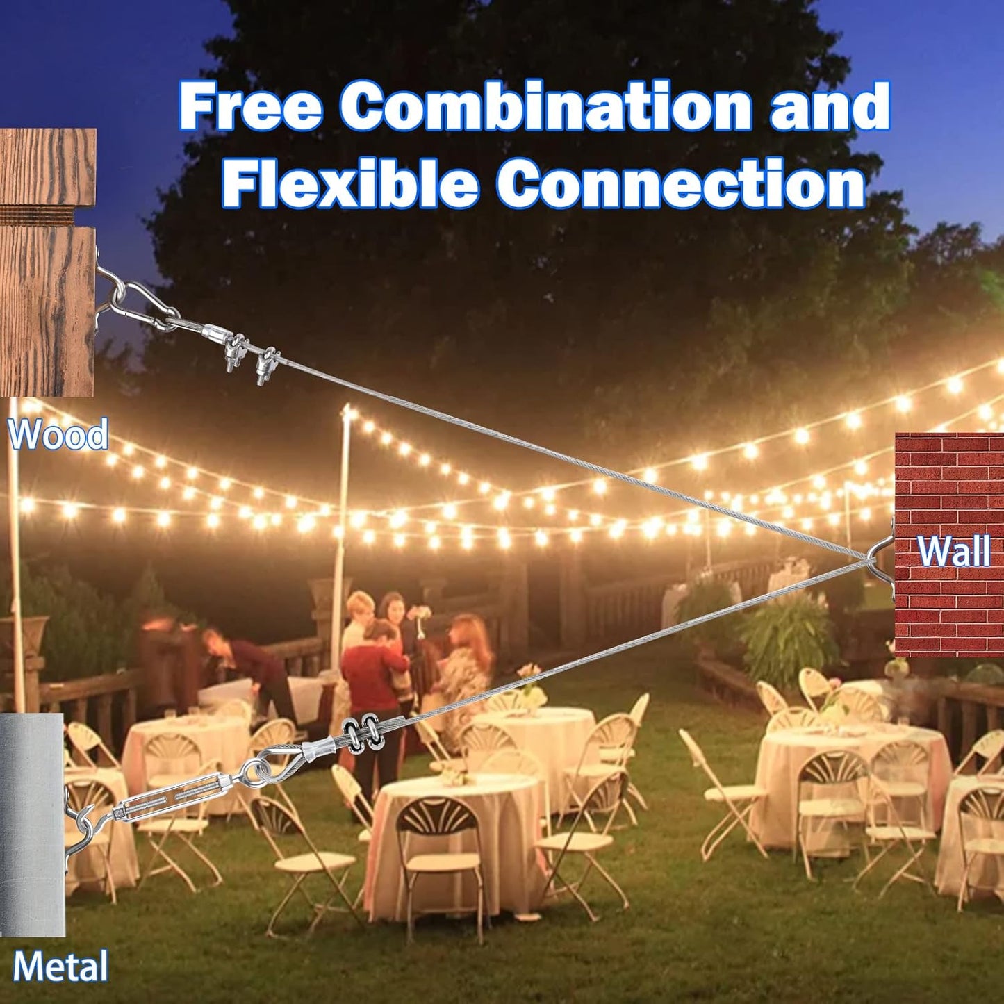 3/16" Wire Rope, 304 Stainless Steel Turnbuckle Wire Tensioner Kit, 100 Ft PVC Coated Steel Cable w/ 7×7 Strand Core for Decking Stair Railing, Shade Sail, String Light Hanging, Clothes Line