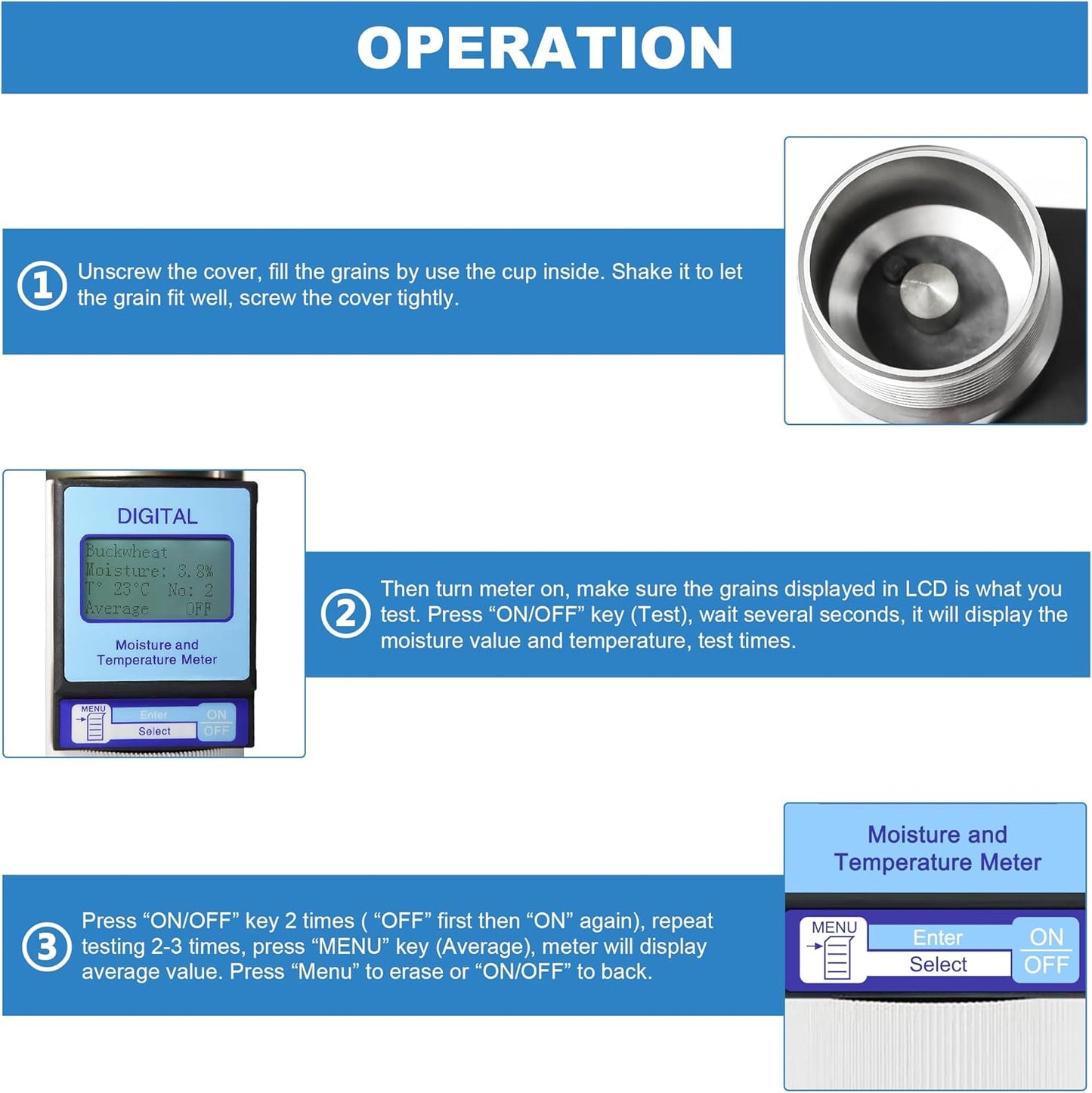 Grain Moisture Meter High Precision Grain Moisture Tester with Moisture & Temperature Display Seed Moisture Meter for 25 Grains Including Wheat, Soybean, Coffee and More