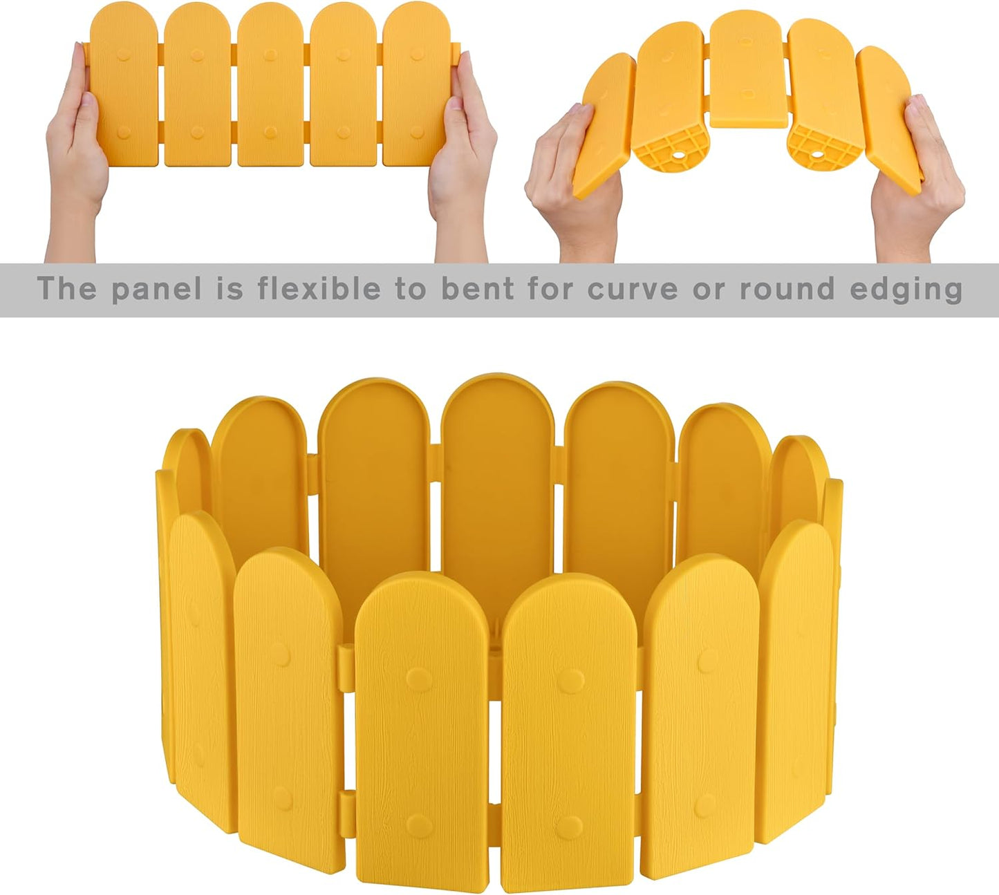 Evelyne Garden Border Edging: Wooden Fence Design - 16pcs Timber Yard Landscaping Fence Liner Lawn Edge Barrier - 20ft Kit of Decorative Lawn Landscape Panels Elements-Landscaping Edging-GMT-10374-C16