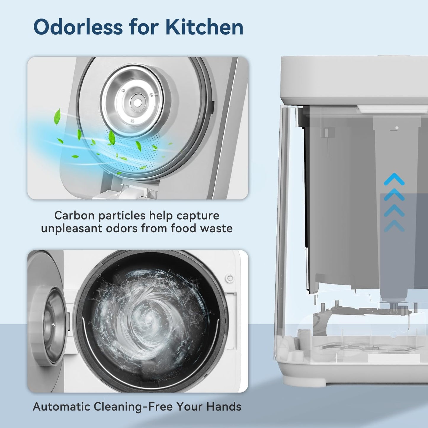 3L Kitchen Smart Electric Countertop Composter with LED Display and Auto-Cleaning, Turns Food Waste into Fertilizer with Replaceable Carbon Filter, Bio-Pack for Fermentation