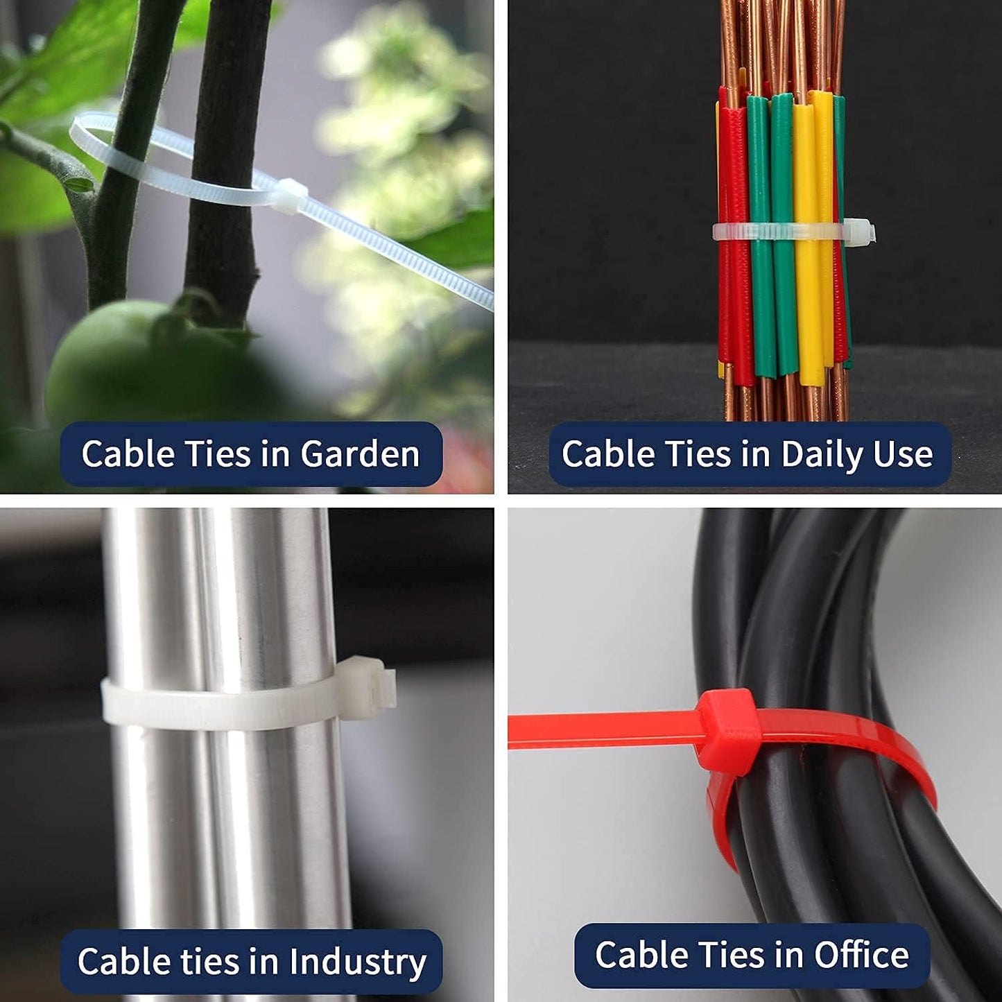 XINGO Nylon Cable Zip Ties Self Locking Plastic Wire Ties with 40 Lbs Tensile Strength for Indoor and Outdoor 12 Inch 500 Pack Silver Grey