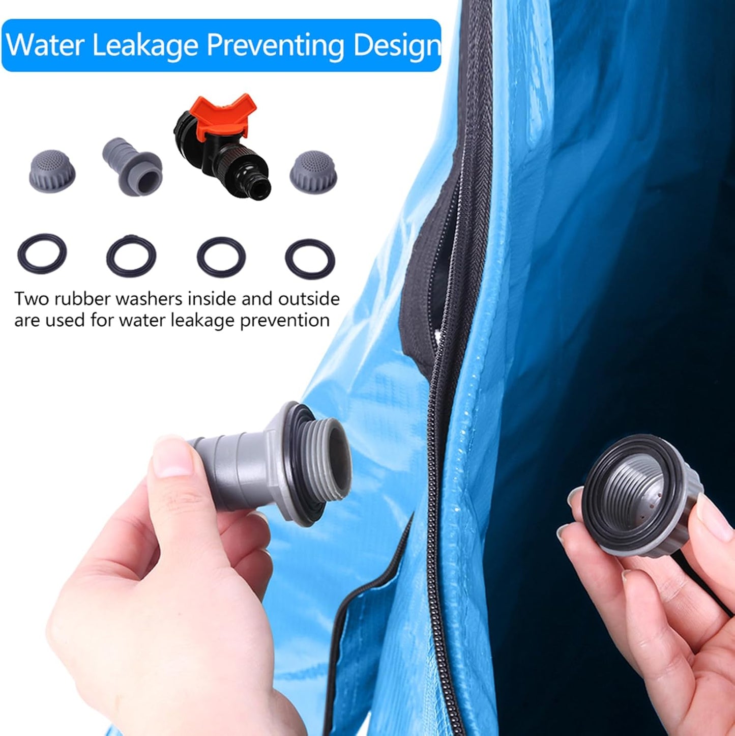 100 Gallon Collapsible Rain Barrel, Water Storage Tank, Portable Rainwater Collection System, Rain Catcher Barrel with Spigots and Overflow Kit, Rain Water Barrel Collector for Garden, Blue