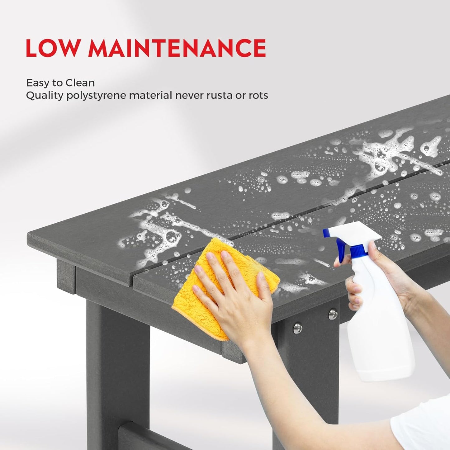 Garden Bench, Front Porch Bench Entryway Park Bench, Patio Backless Garden Seat for Outdoors/Indoor, Low Farmhouse Bench, Gray