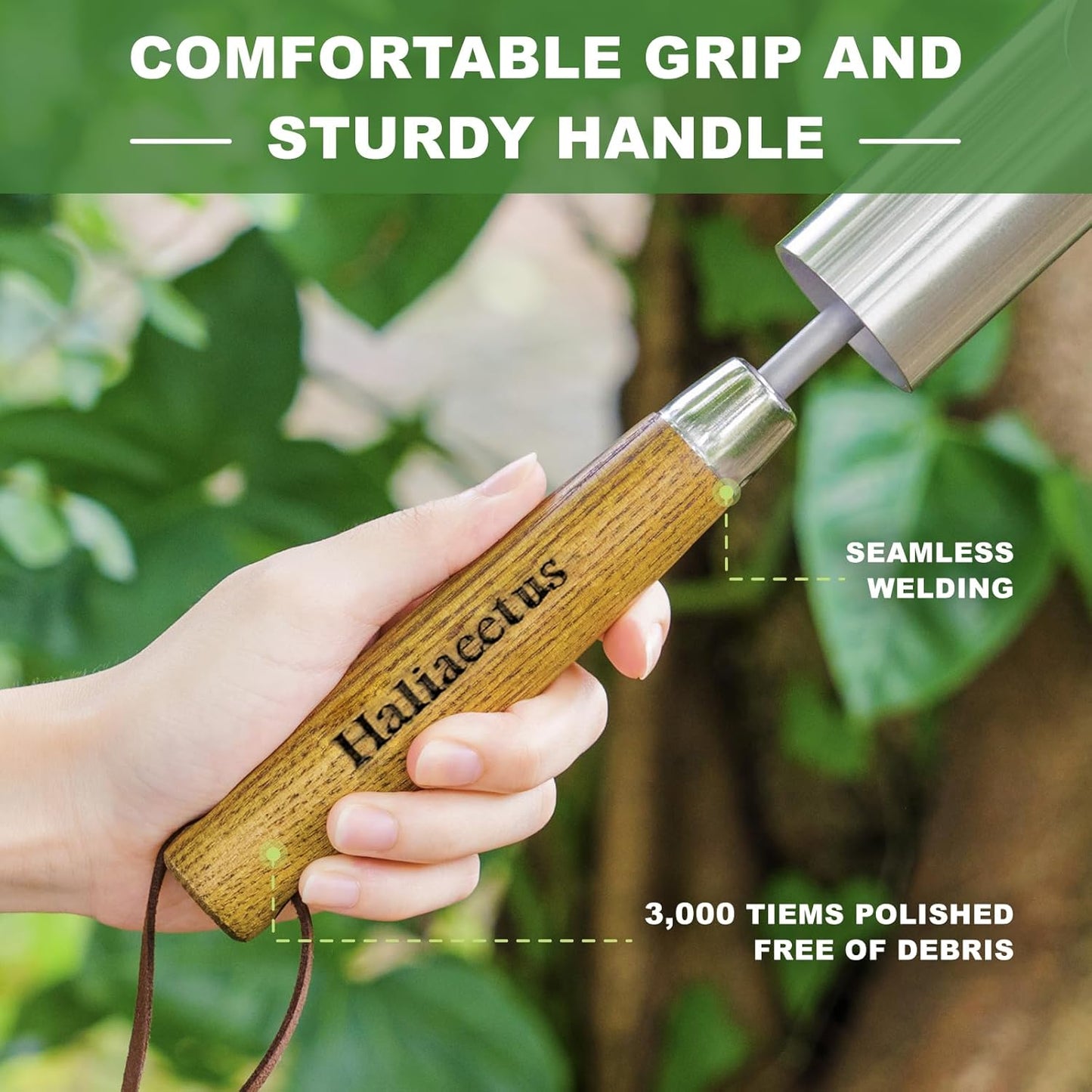 Haliaeetus Small Bulb Planter Tool, Sharp Edge Bulb Planter for Breaking Through Soil, Heavy Duty Stainless Steel Bulb Planter Tool, Small Bulb Digger with Comfortable Wood Handle for Seed Planting