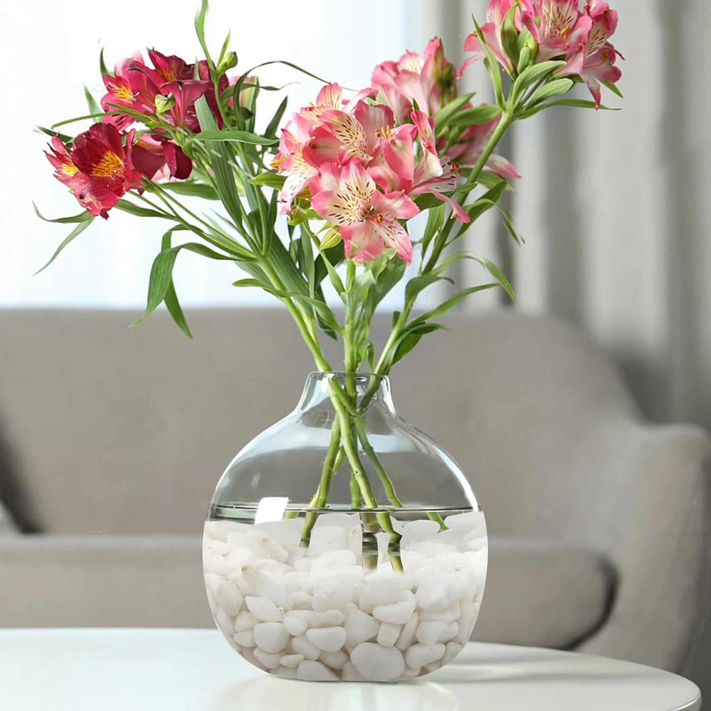 5 lbs White Pebbles for Indoor Plants, 3/8 Inch Decorative White Gravel, Polished River Rocks for Potted Plants Vase Cactus Bird Bath and Outdoor Garden Landscaping