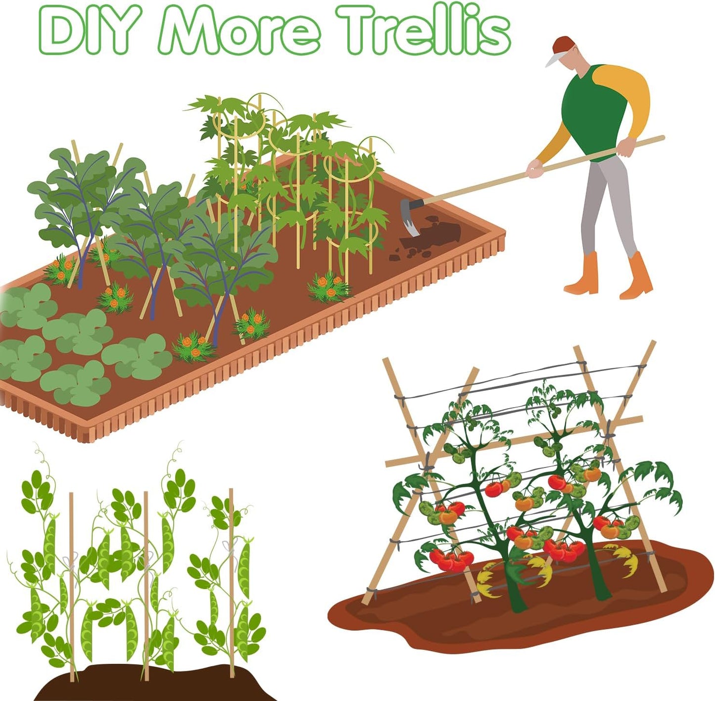 Bamboo Stakes,4FT Natural Bamboo Garden Stakes,BOVITRO 25Pcs Plant Stakes,Bamboo Sticks for Tomato,Beans,Vegetable and Climbing Plants