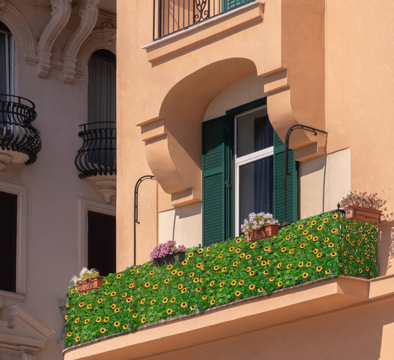 Expandable Fence Privacy Screen for Balcony Patio Outdoor,Decorative Faux Ivy Fencing Panel,Artificial Hedges (Single Sided Leaves)