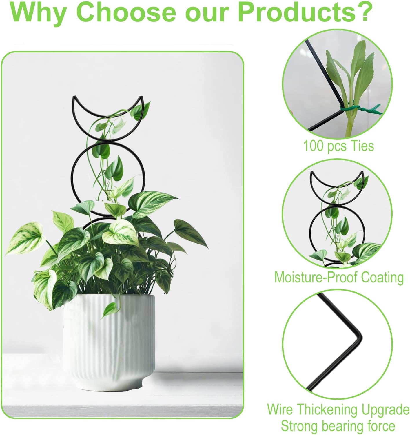 4 Packs Trellis for Climbing Plants Indoor, HENABLE Small Garden Metal Trellis for Potted Plants Outdoor for Vine Ivy Flower Plant Support, 4 Different Black Iron Patterns