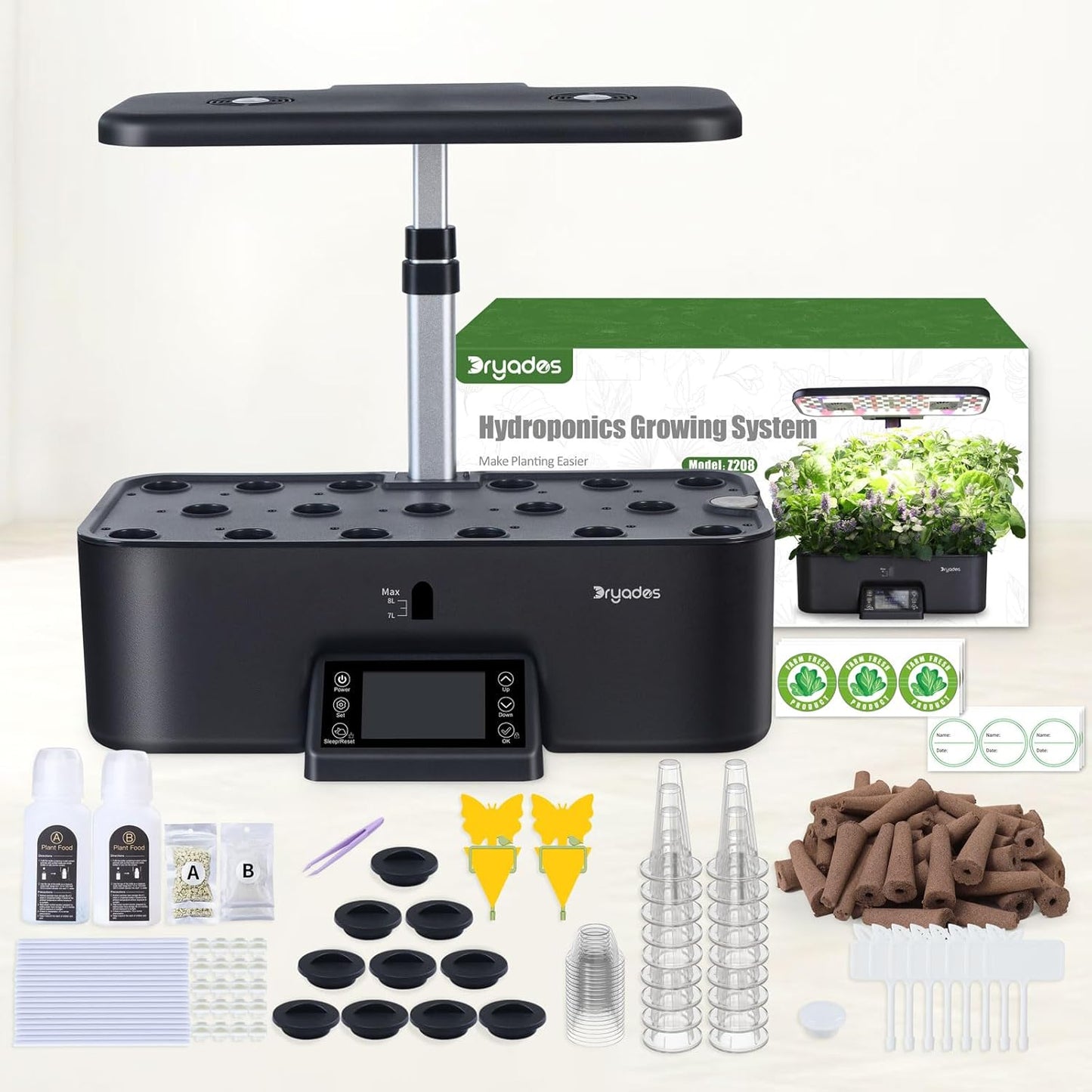 Indoor Gardening 17 Pods Hydroponics Growing System Kit Smart Lighting Setting, Herb Garden Planter with Full Spectrum Grow Light Provides Year Round Harvest - Black