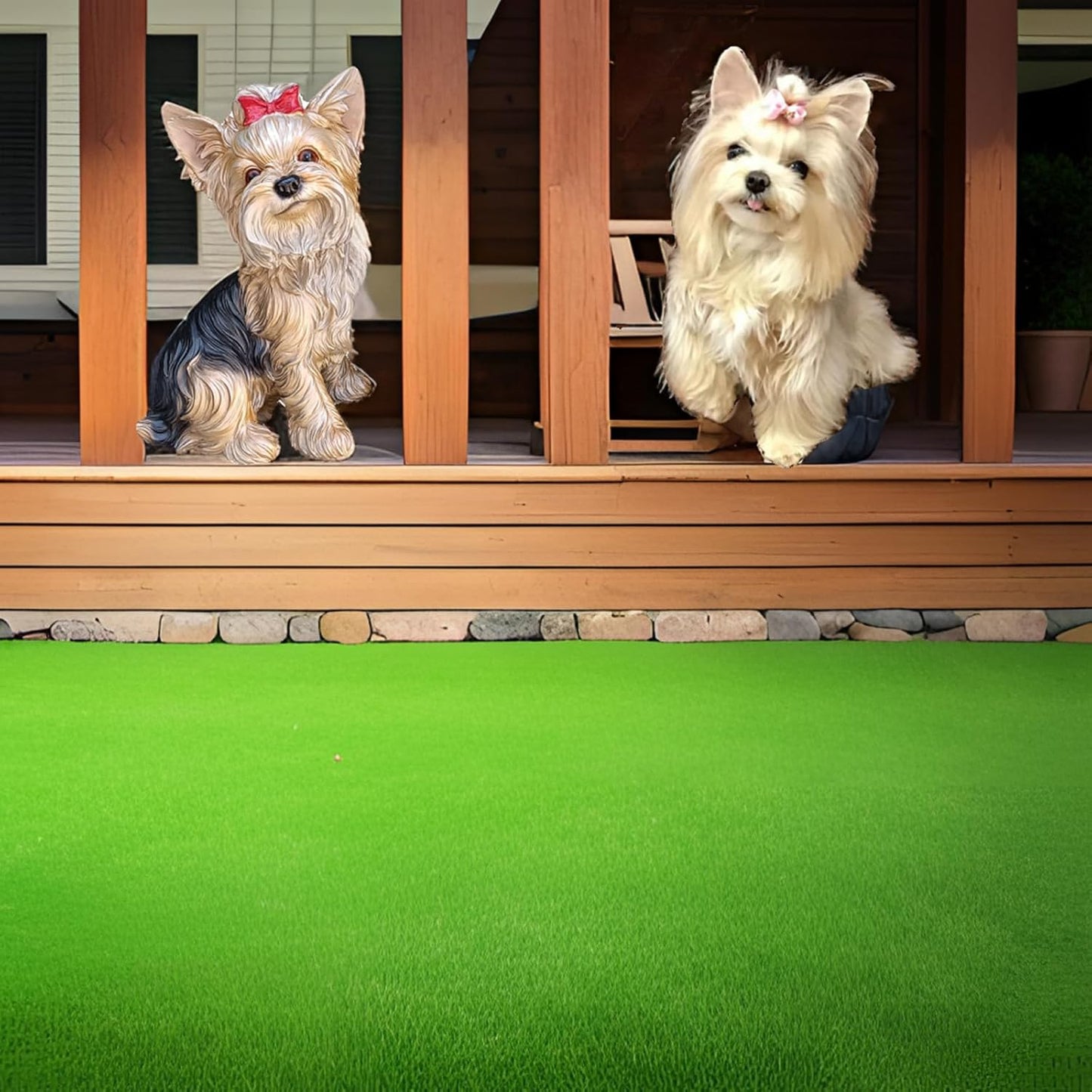 WANLIAN Hand-Painted Yorkshire Terrier Statue - Multicolor Outdoor/Indoor Garden Decor, Realistic Dog Sculpture for Lawn, Home, and Christmas Decoration (12.8 Inch)