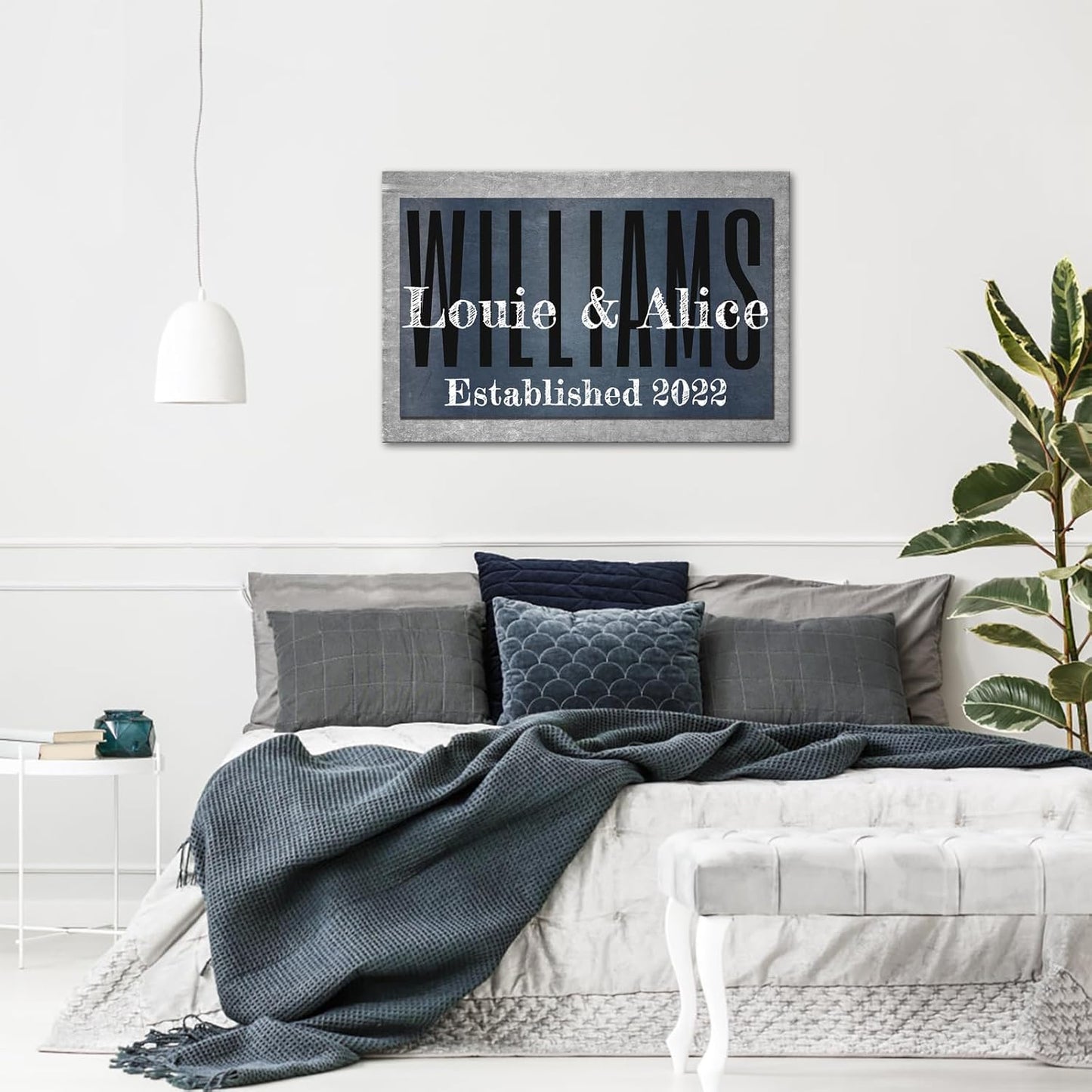 iLOOKLiKE Personalized Last Name Signs with Couple's Names Wall Art Custom Family Established Date Canvas Prints Framed Unique Wedding Anniversary Housewarming Gifts for Home Decor 16×24inch