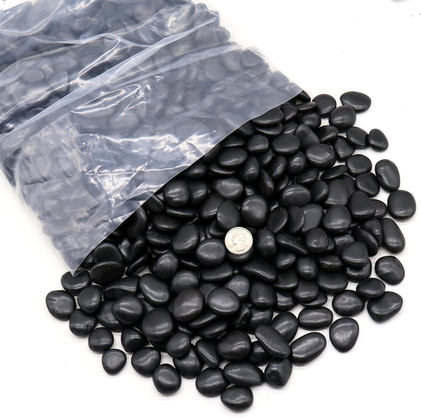 Black Rocks for Plants - Decorative Polished Pebbles 1/2 to 1 Inch 2 lbs. for Garden, Vase Fillers, Succulents, Pots (SM 0.5 to 1 Inch, Polished, 2)