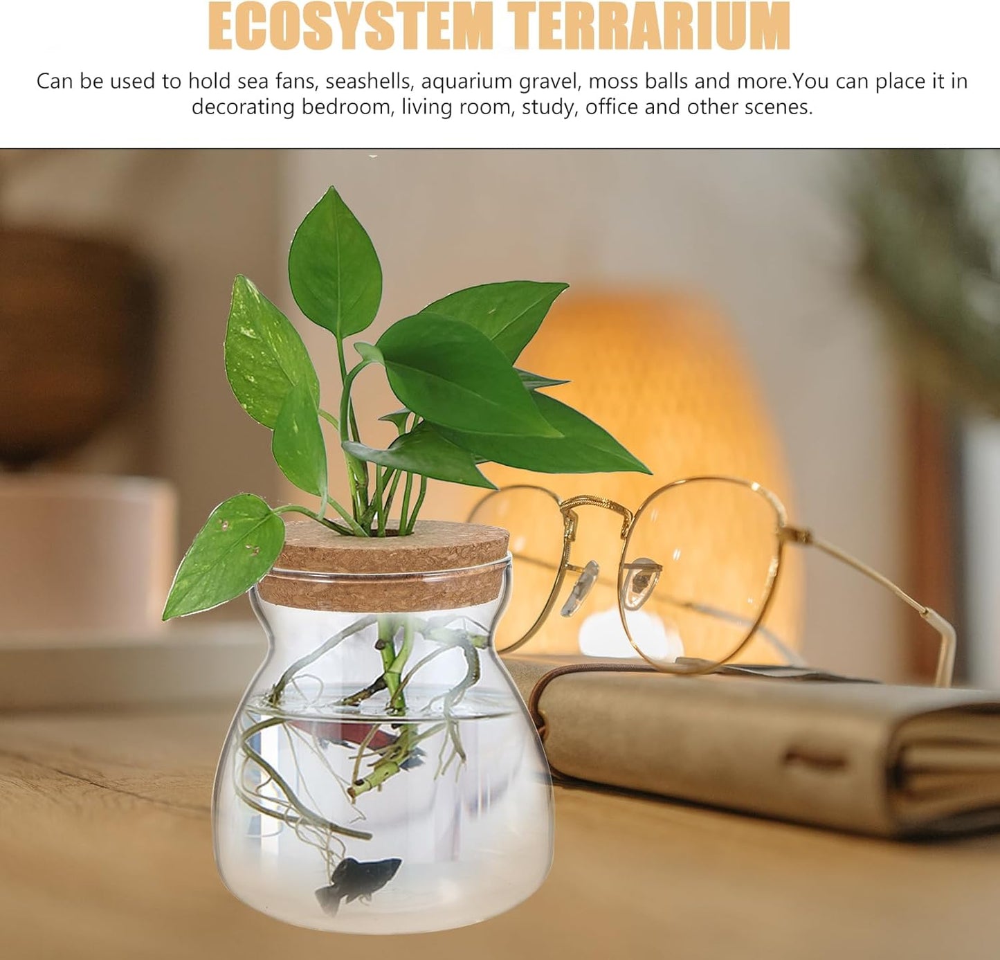 Glass Plant Jar -Plants Propagation Station - - with Wood Lid- Micro Landscape Terrarium Container Desktop Plant Jar Hydroponic Vases Gardening for Plant Lovers(Size)