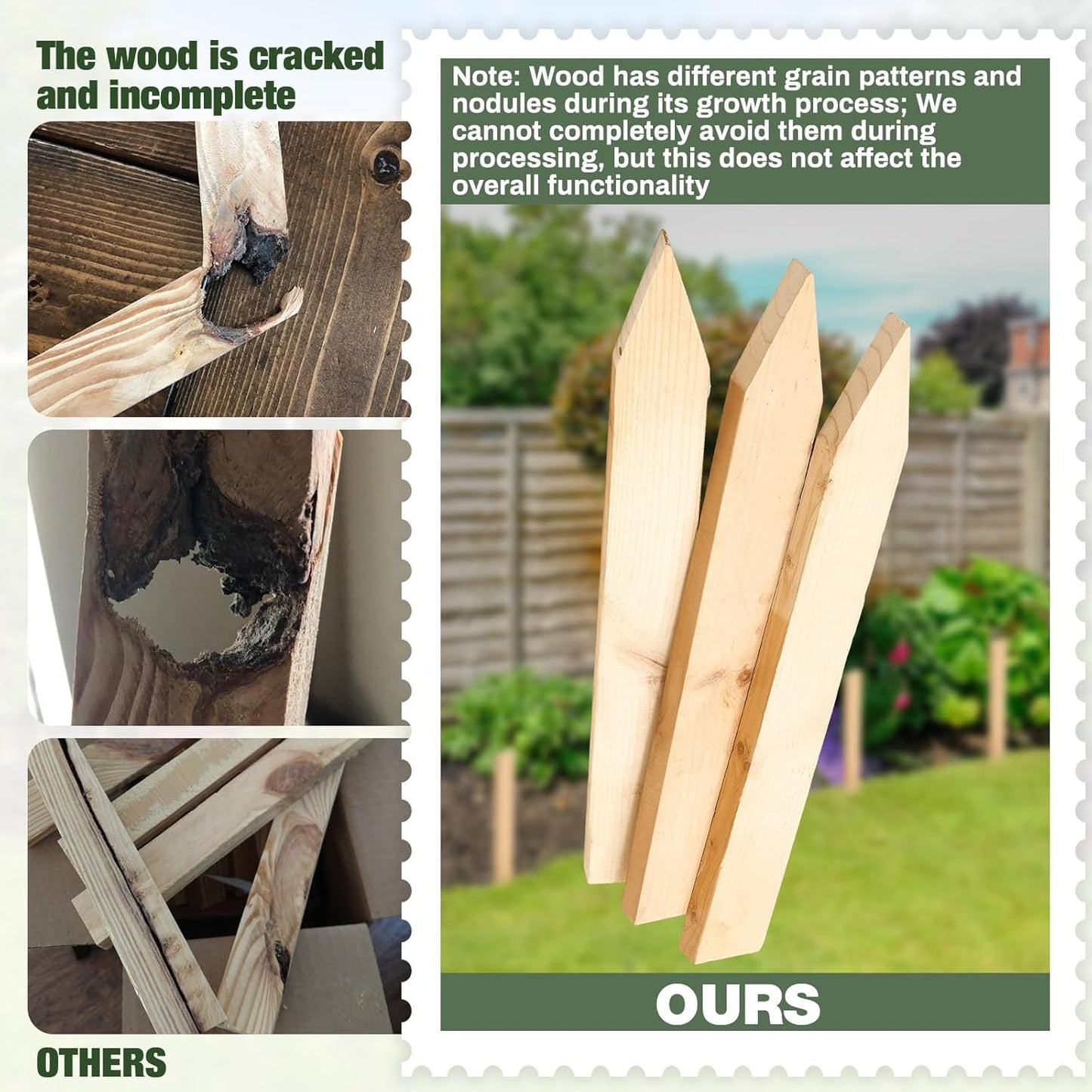 20 Pieces Wooden Garden Stakes 12 Inch Grade and Survey Stakes Wooden Garden and Sign Posts for Plant Support Silt Fence Yard Farm Survey Boundaries Baselines