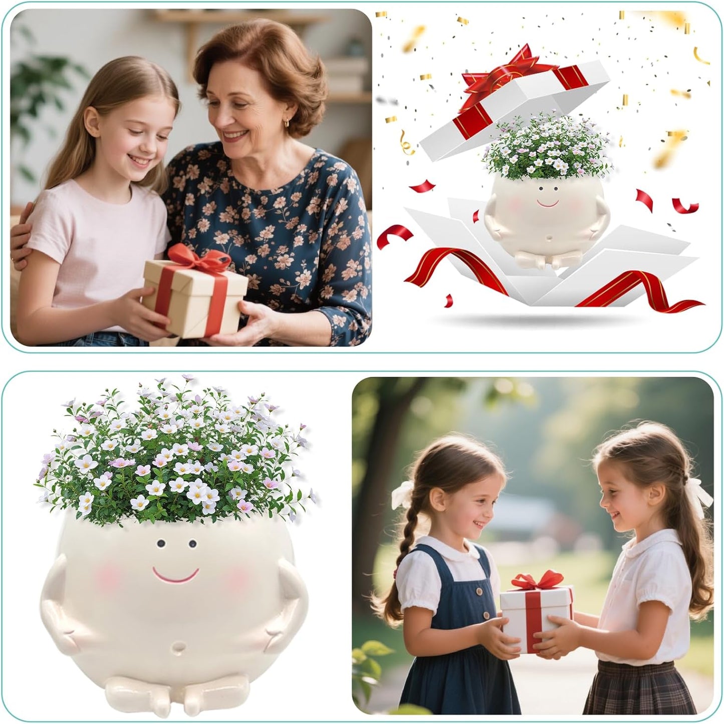 3.5" Smiley Face Planter Pot,Funny Belly Planters Design,with Drainage Hole Resin Cute Plant Pot,for Indoor Outdoor Plants