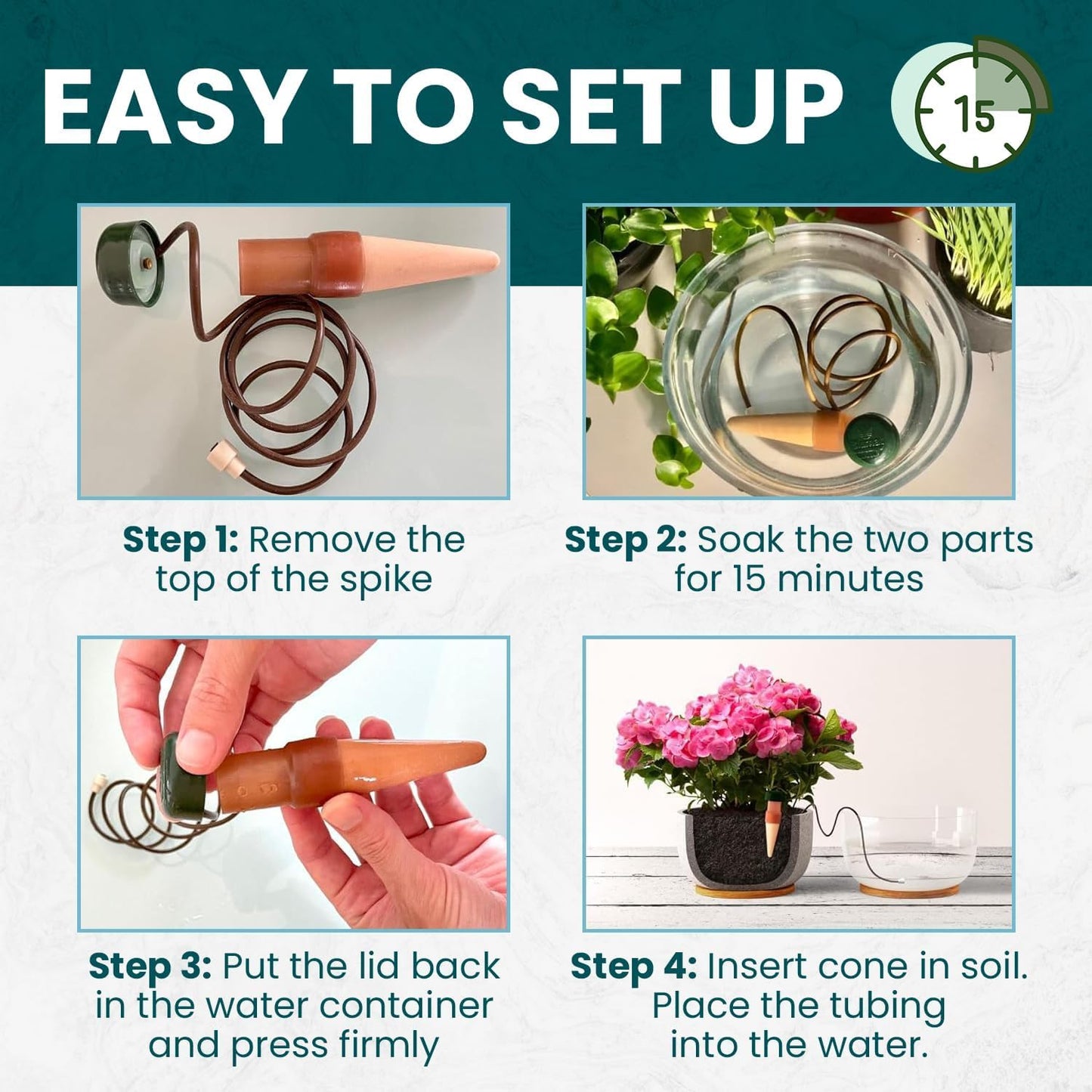 Blumat Classic Plant Watering Stakes with Adapter - Self Watering Planter Insert for Pots - Automatic Plant Waterer & Plant Accessories (5 Pack)