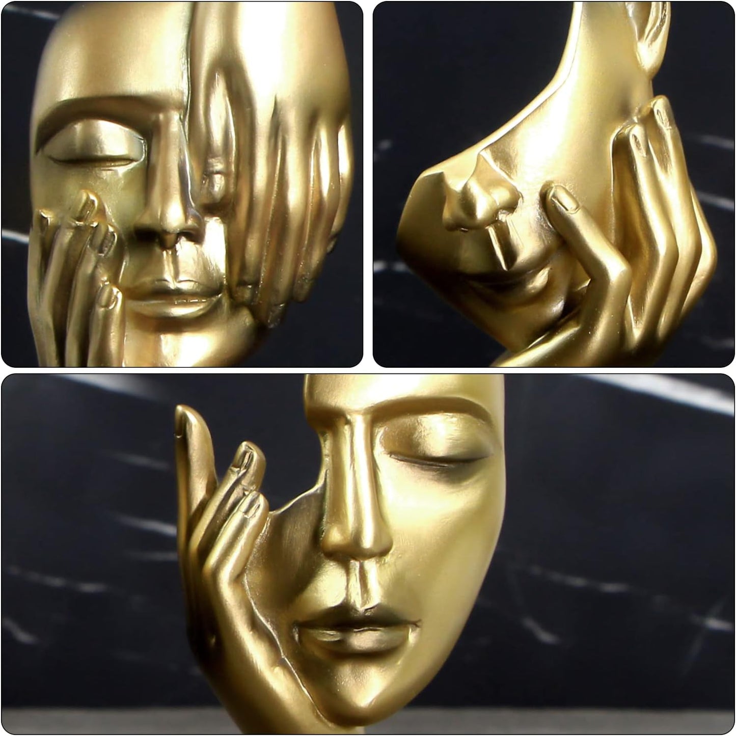 3 Pcs Thinker Statue,Modern Home Resin Sculptures,Collectible Figurines for Home Office Bookshelf Desktop Decor(Golden)