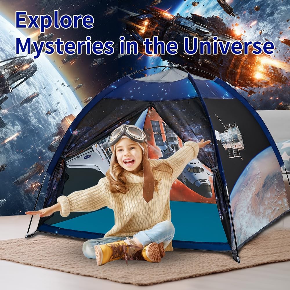 Play Tent for Boys and Girls- Space Shuttle Atlantis with Hubble Dome Tent for Kids Gift- ToddlerPop Up Tent Playhouse for Indoor Imaginative and Physical Play- 47" x 47" x 43 "